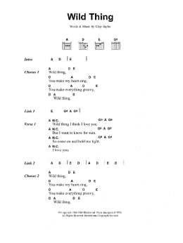 page one of Wild Thing (Guitar Chords/Lyrics)