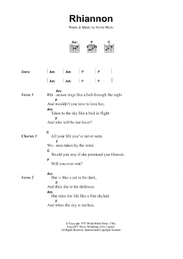 page one of Rhiannon (Guitar Chords/Lyrics)