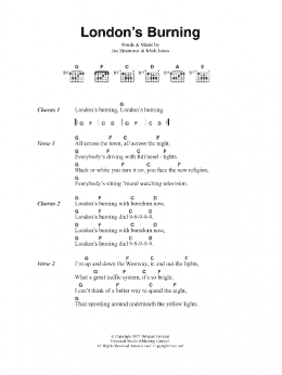 page one of London's Burning (Guitar Chords/Lyrics)