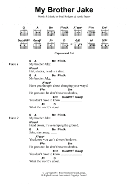 page one of My Brother Jake (Guitar Chords/Lyrics)