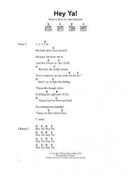 page one of Hey Ya! (Guitar Chords/Lyrics)