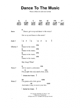 page one of Dance To The Music (Guitar Chords/Lyrics)