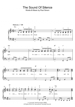 page one of The Sound Of Silence (Beginner Piano (Abridged))