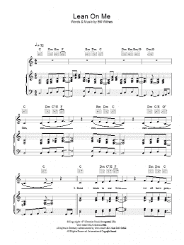 page one of Lean On Me (Piano, Vocal & Guitar Chords)