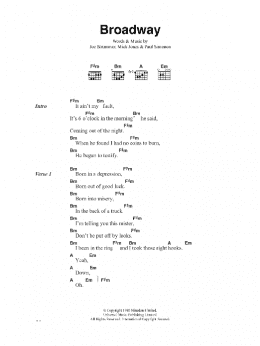 page one of Broadway (Guitar Chords/Lyrics)