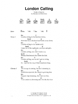 page one of London Calling (Guitar Chords/Lyrics)