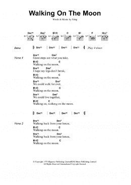 page one of Walking On The Moon (Guitar Chords/Lyrics)