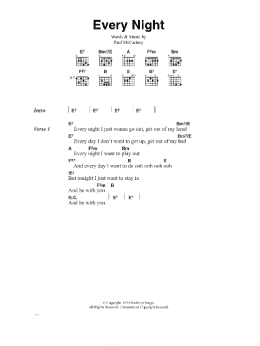 page one of Every Night (Guitar Chords/Lyrics)