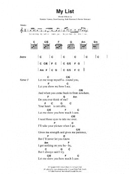 page one of My List (Guitar Chords/Lyrics)