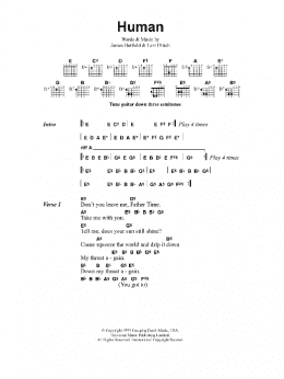 page one of Human (Guitar Chords/Lyrics)