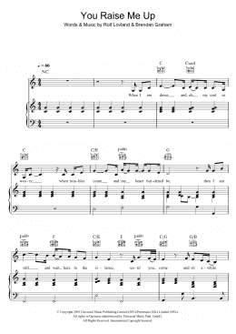 page one of You Raise Me Up (Piano, Vocal & Guitar Chords)