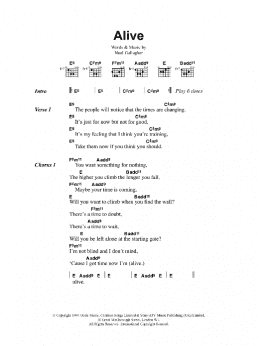 page one of Alive (Guitar Chords/Lyrics)