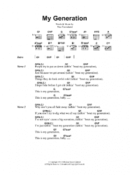 page one of My Generation (Guitar Chords/Lyrics)