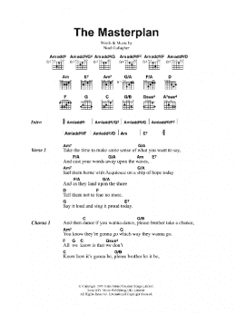 page one of The Masterplan (Guitar Chords/Lyrics)