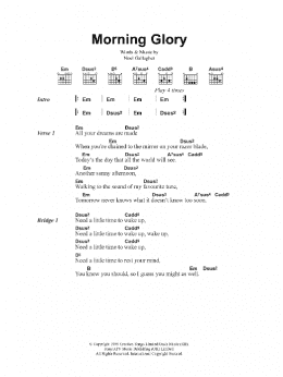 page one of Morning Glory (Guitar Chords/Lyrics)