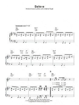 page one of Believe (Piano, Vocal & Guitar Chords)