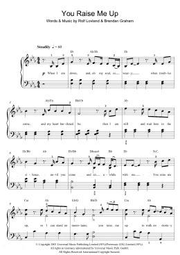 page one of You Raise Me Up (Easy Piano)