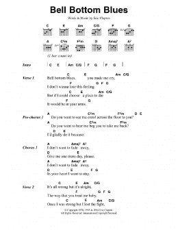 page one of Bell Bottom Blues (Guitar Chords/Lyrics)