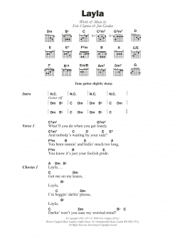 page one of Layla (Guitar Chords/Lyrics)