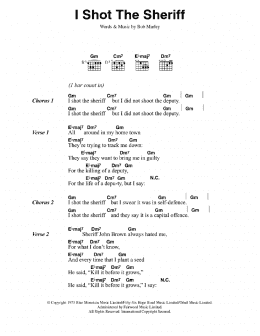 page one of I Shot The Sheriff (Guitar Chords/Lyrics)