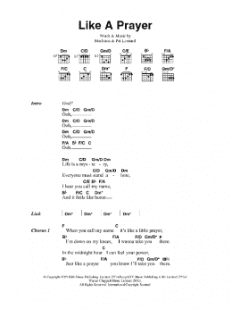 page one of Like A Prayer (Guitar Chords/Lyrics)