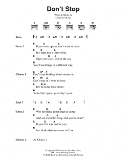 page one of Don't Stop (Guitar Chords/Lyrics)