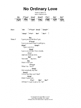 page one of No Ordinary Love (Guitar Chords/Lyrics)