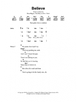 page one of Believe (Guitar Chords/Lyrics)