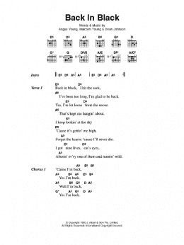 page one of Back In Black (Guitar Chords/Lyrics)