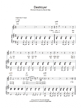 page one of Destroyer (Piano, Vocal & Guitar Chords)