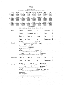 page one of Yes (Guitar Chords/Lyrics)