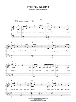 page one of Well You Needn't (It's Over Now) (Easy Piano)