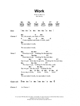 page one of Work (Guitar Chords/Lyrics)