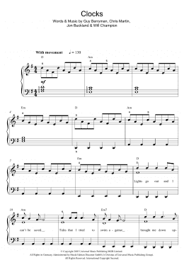 page one of Clocks (Beginner Piano (Abridged))