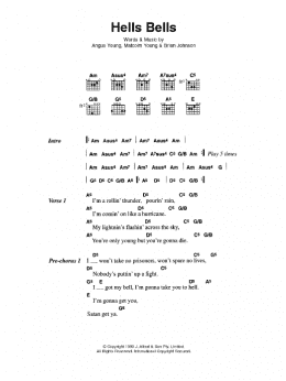 page one of Hells Bells (Guitar Chords/Lyrics)