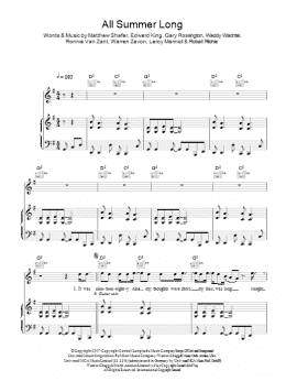 page one of All Summer Long (Piano, Vocal & Guitar Chords)