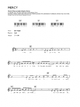 page one of Mercy (Lead Sheet / Fake Book)