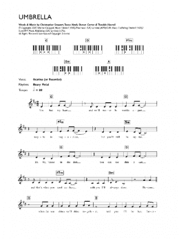 page one of Umbrella (Piano Chords/Lyrics)