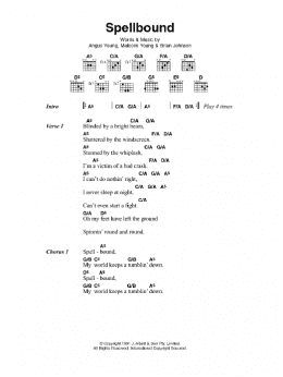 page one of Spellbound (Guitar Chords/Lyrics)