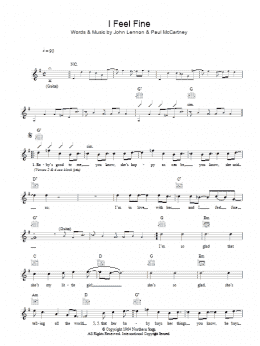 page one of I Feel Fine (Lead Sheet / Fake Book)