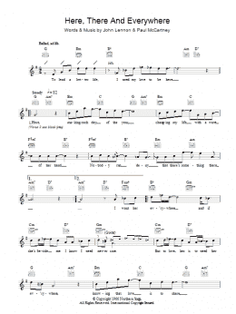 page one of Here, There And Everywhere (Lead Sheet / Fake Book)