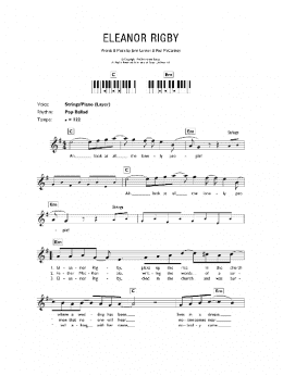 page one of Eleanor Rigby (Piano Chords/Lyrics)