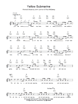 page one of Yellow Submarine (Lead Sheet / Fake Book)