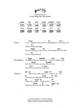 page one of Butterfly (Guitar Chords/Lyrics)