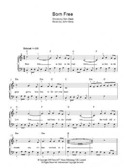 page one of Born Free (Easy Piano)