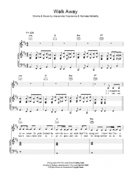 page one of Walk Away (Piano, Vocal & Guitar Chords)