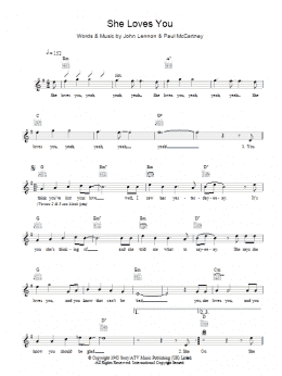 page one of She Loves You (Lead Sheet / Fake Book)