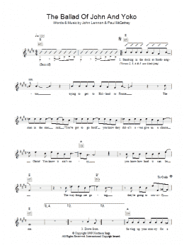 page one of The Ballad of John and Yoko (Lead Sheet / Fake Book)