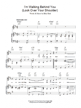page one of I'm Walking Behind You (Look Over Your Shoulder) (Piano, Vocal & Guitar Chords)