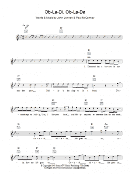 page one of Ob-La-Di, Ob-La-Da (Lead Sheet / Fake Book)